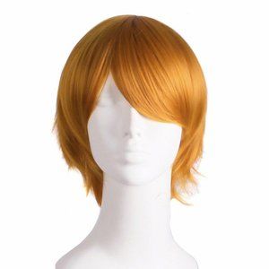 10 inch Short Straight Wig Cosplay Costume Wig (Golden Orange)